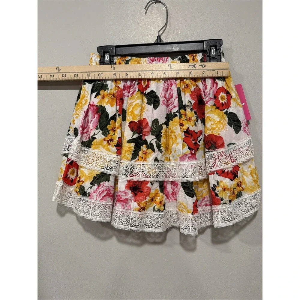 Buddy Love NWT Girls Medium 2piece Set Floral 100% Cotton Lace Trim Puff Sleeve
